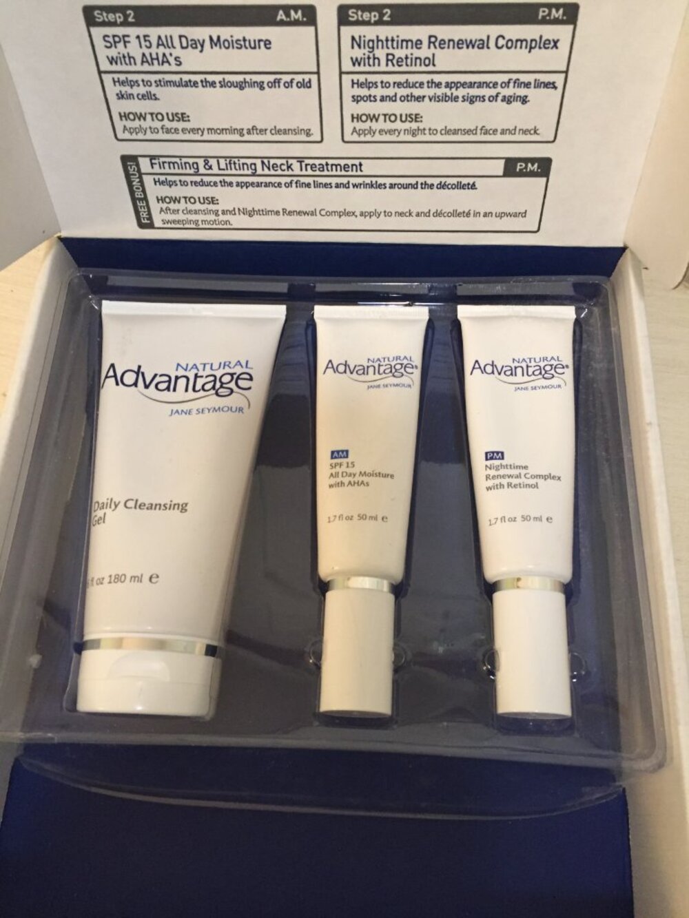 Jane Seymour Natural Advantage Skin Care 3 Pc Set: Face Cleansing, AMPM Moisture